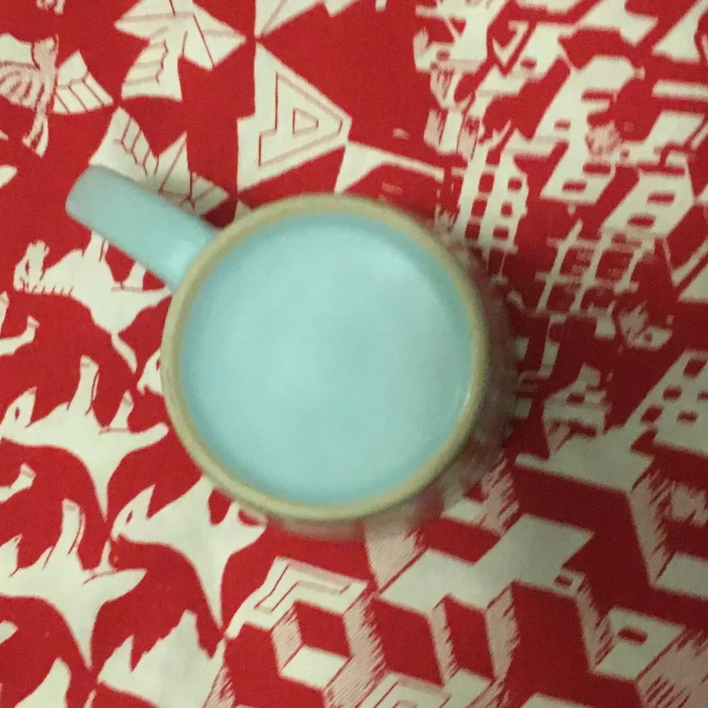 Powder Blue And Gold Rococo Damask Pattern Mug - Picture 4 of 4